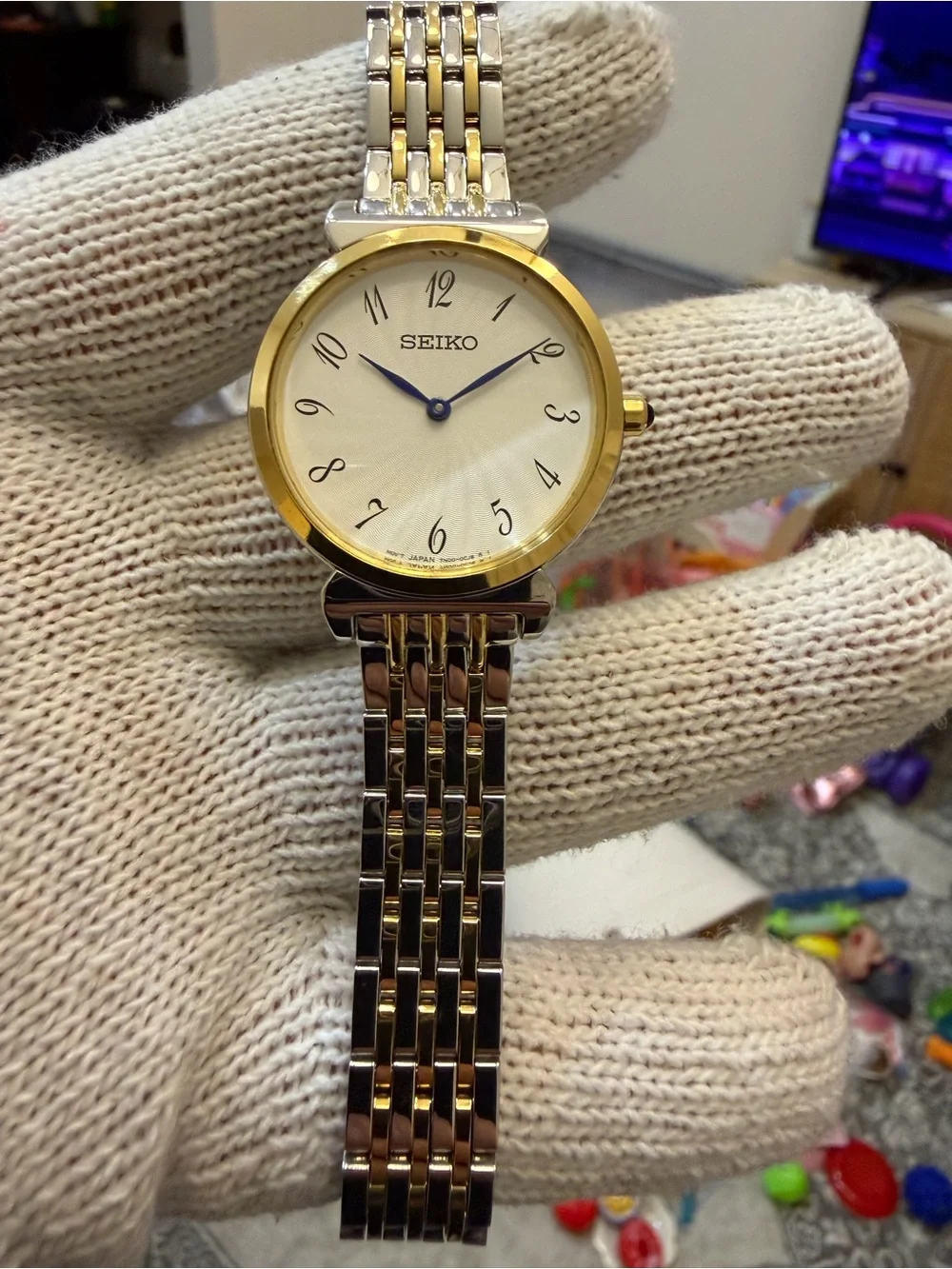 Seiko Essentials Women's Watch Two-Tone Gold Silver Arabic SFQ800 7N00-0BM0